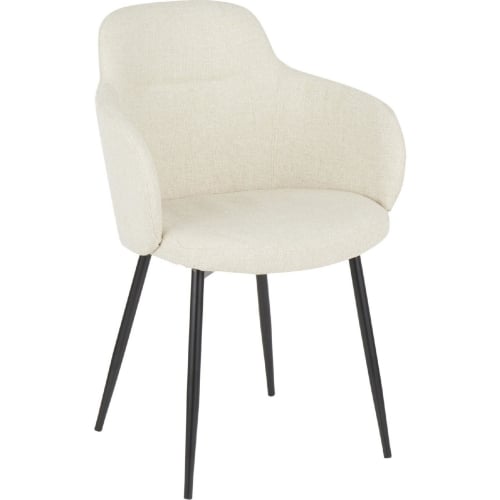 Boyne Dining Chair in Cream Fabric & Black Metal